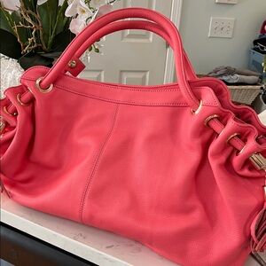 NWT Amerileather Tote Bag, 100% Full Grain LEATHER, Salmon Pink